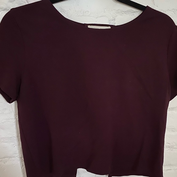 Forever 21 Burgundy crop top with back cutout - Picture 1 of 3